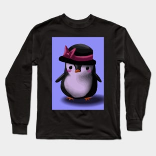 Penguin with Cute Pink Hat Long Sleeve T-Shirt